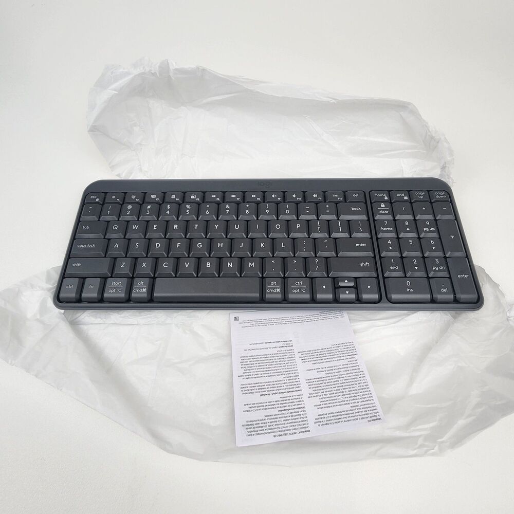 Logitech K250 Compact Wireless Keyboard Bluetooth Full Size Numeric Keypad Black - Picture 4 of 7